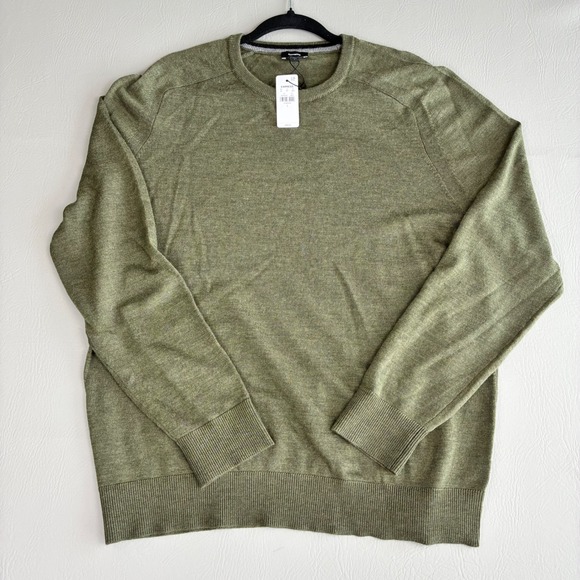 Express Other - Express Mens Merino Wool Crew Neck Sweater Dark Green L NWT 01776793